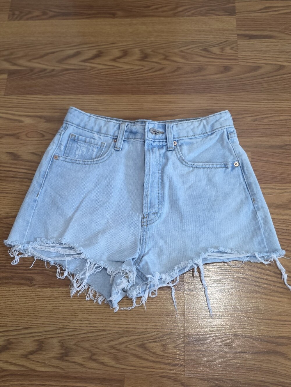 Wild Fable Highest Rise Light Wash Blue Denim Cut Off Frayed Fringe Shorts SZ 2